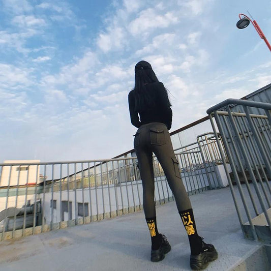 High Waist Tight Leggings Women's Peach Hip Outer Wear Running Fitness Tooling Sports Yoga Pants Women's Jogging Casual Pants