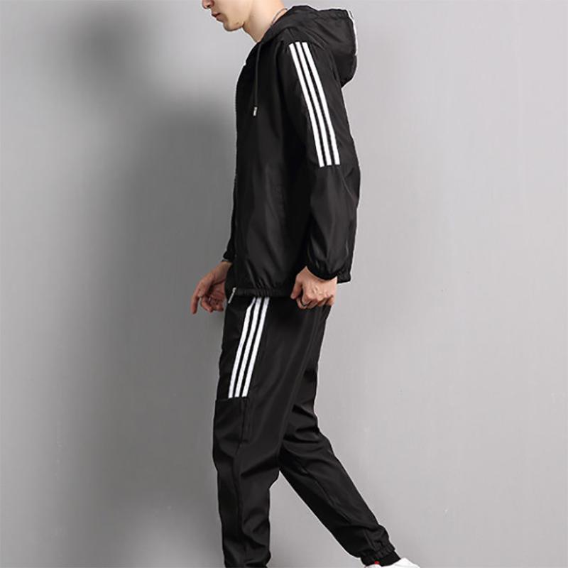 Sweater Suit Men's Hooded Spring and Autumn Jacket Trendy Solid Color Cardigan Casual Sportswear Two-piece Suit
