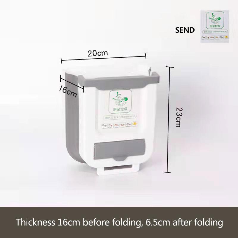 Foldable Trash Can Cabinet Door Wall-mounted Waste Bin Large-capacity Multi-functional Labor-saving Storage Bin Kitchen Organizer