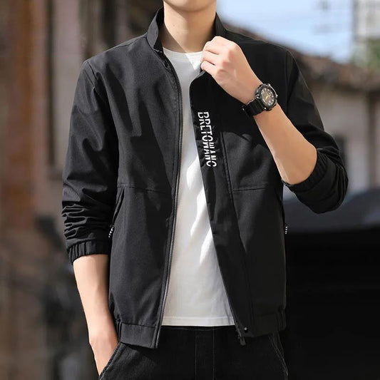Men's Spring and Autumn Jacket Student Casual Stand-up Collar Trend Handsome Business Jacket Men's Outerwear