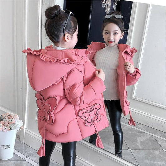 Winter Padded Warmth Girl Winter Padded Jacket Padded Jacket Children Down Padded Jacket Girl Mid-length Baby Padded Jacket