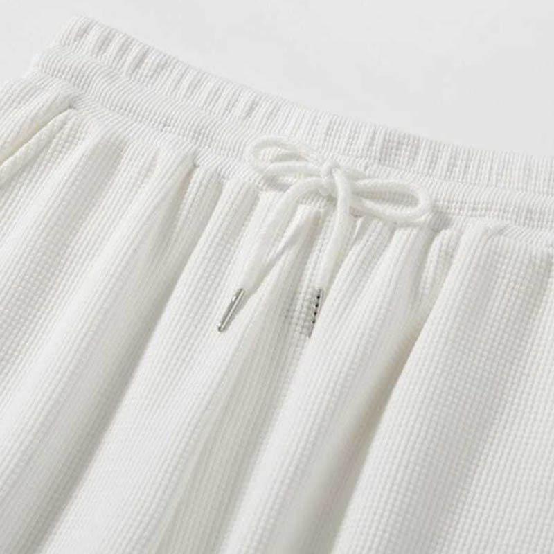Waffle Pants Women's Autumn and Winter Plus Velvet Thickening Small Foot Pants Sports Loose Leisure Students Can Not Afford To Play
