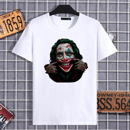 Clown Print T-shirt Casual Thin Shirt Elegant Loose O-Neck Short Sleeve Tees Men Clothing Streetwear Summer