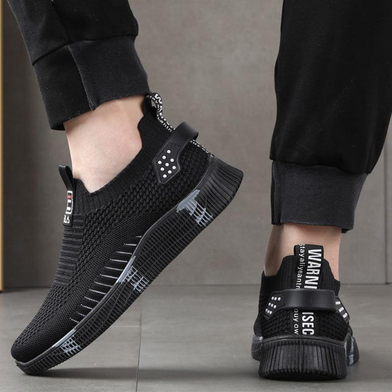 Men's Spring and Summer Breathable Deodorant Casual Sports Shoes Running Shoes Trend All-match Flying Mesh Shoes