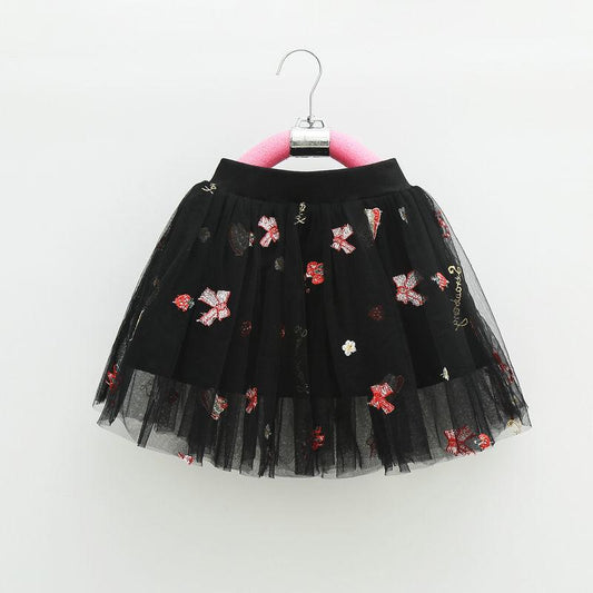 Children's Skirts Girl Baby Short Veil Lace Cute and Sweet Printed Embroidery Elastic Waist Princess Tutu A-line Skirt