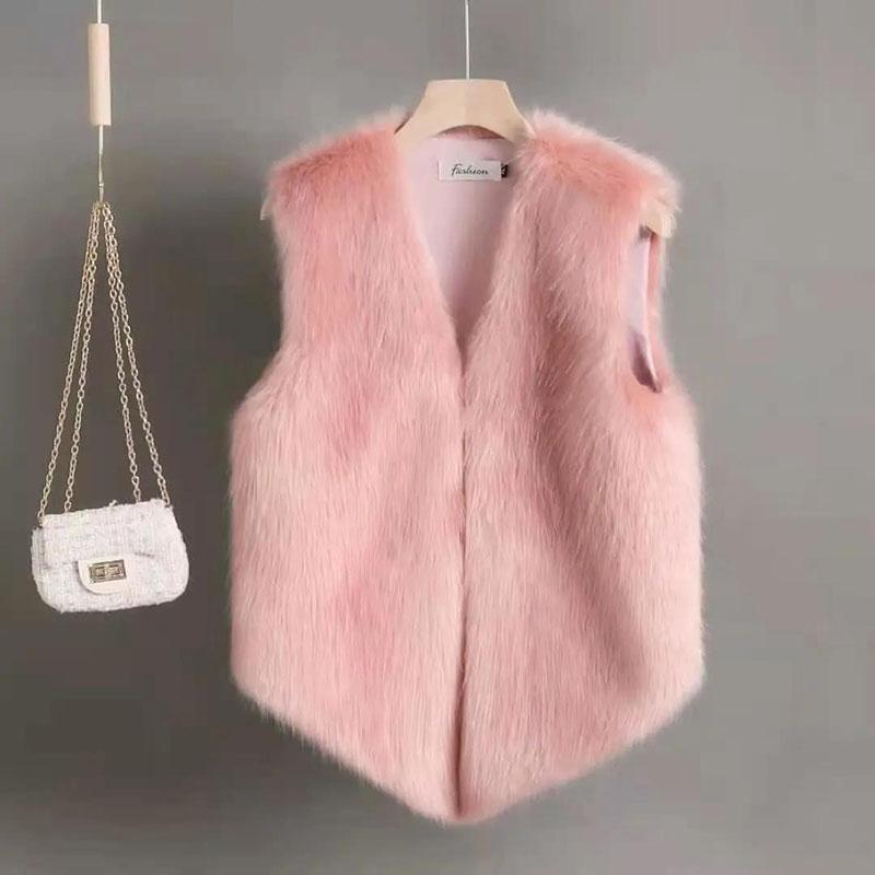 Winter Fur Vest Imitation Rabbit Fur Short Slim Waistcoat Korean Version Was Thin Plush Waistcoat