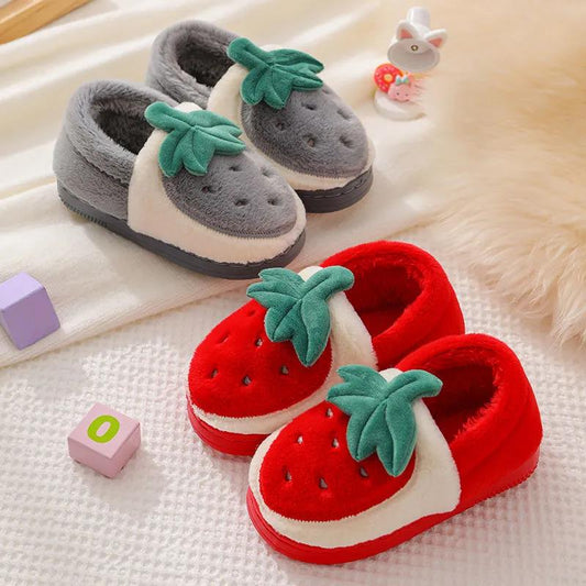 Baby Girls Cotton Slippers Winter Children's Fur Slippers Boys Home Indoor Shoes Non-Slip Kids Slippers