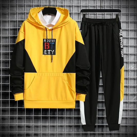 WTEMPO Men Trend Sweater Suit Teen Clothing Hooded Pullover Casual Suit Campus Student Sportswear