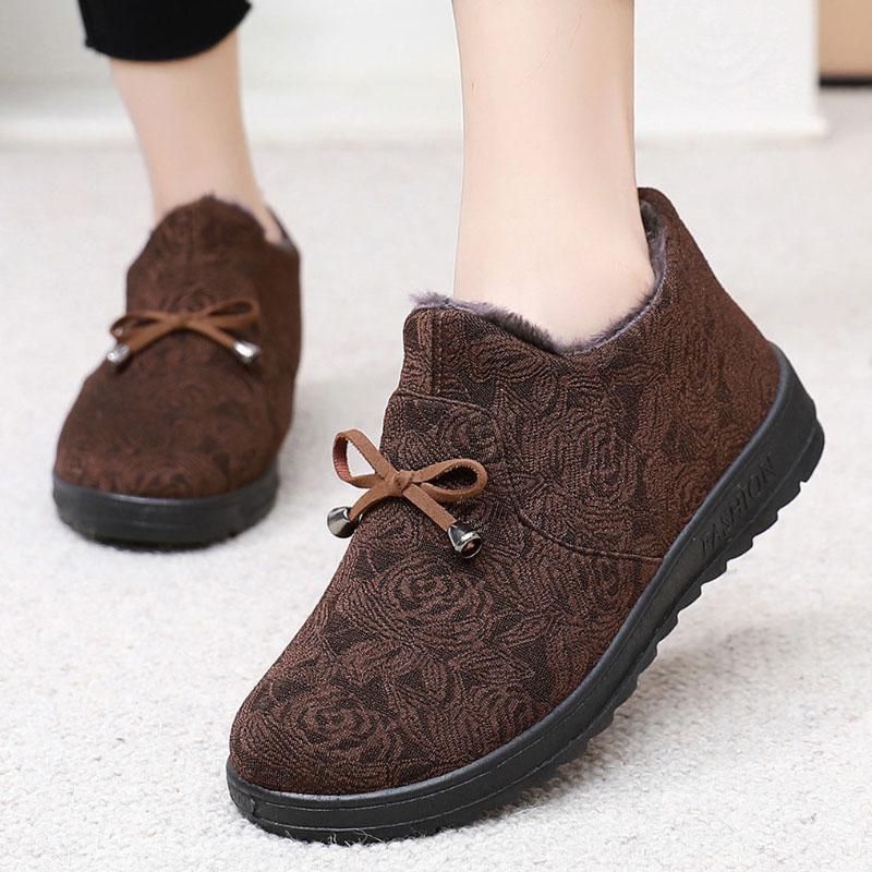 Women's Winter Plus Velvet Thick Warm Cotton Shoes Flat Non-slip and Waterproof Winter Shoes