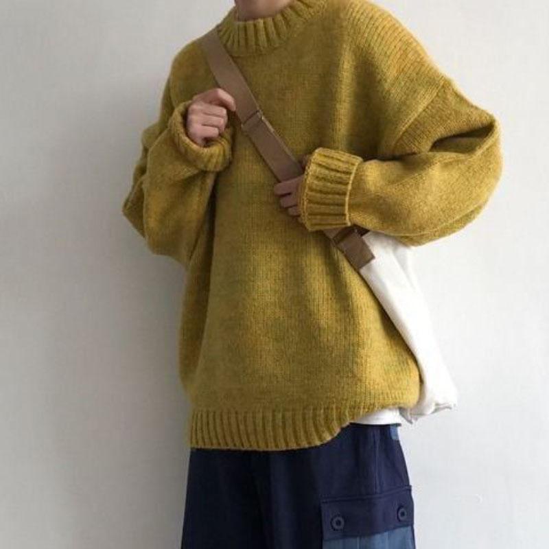 Winter Warm and Comfortable Sweater Loose Knit Sweater Solid Color Couple Top Coat