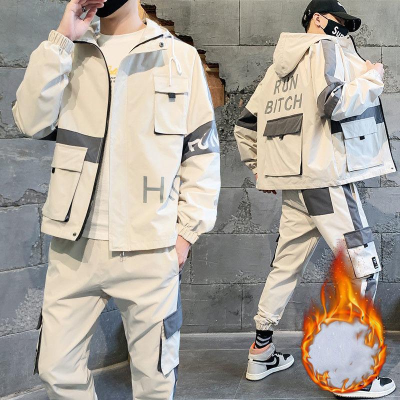 Plus Velvet Thickened Autumn and Winter Men's Suits Spring Fashion Youth Sports and Leisure Suits