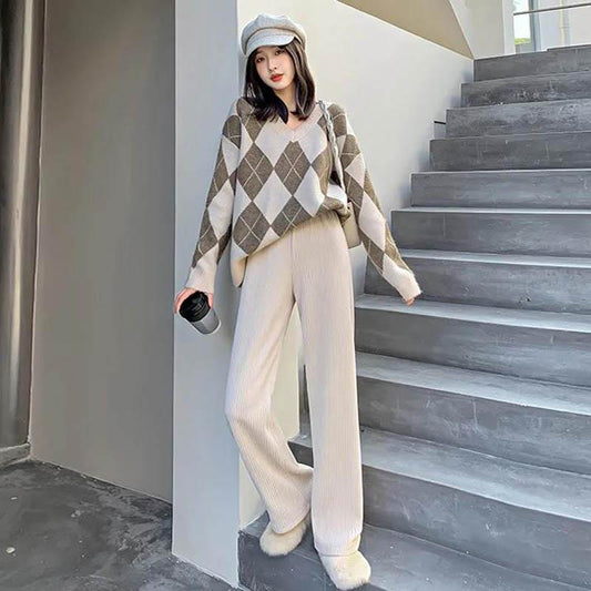 Corduroy Wide-leg Pants Women's Small Fall/winter Drape Loose High-waist Casual Sports Mopping Pants Western-style Straight-leg Pants