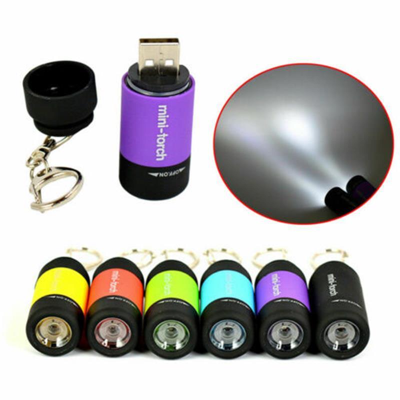 Mini LED Super USB Flashlight Outdoor Camping Small Torch Glare Lamp Pocke Keychains