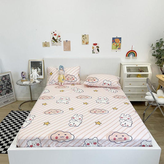 Cartoon Cotton Mattress Cover One-piece All-inclusive Non-slip Mattress Protection Dust Cover