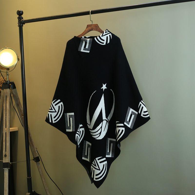 Mid-length Loose-fitting Shirt Jacket Cloak Pullover Knit Shawl Jacket Women's Diagonal Collar Creative Design Temperament Ladies Shawl Jacket
