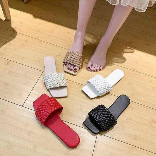 Slippers Women's Outdoor Wear Summer Sandals and Slippers Beach Flat Woven Flip Flops Fashion Lazy Home Slippers