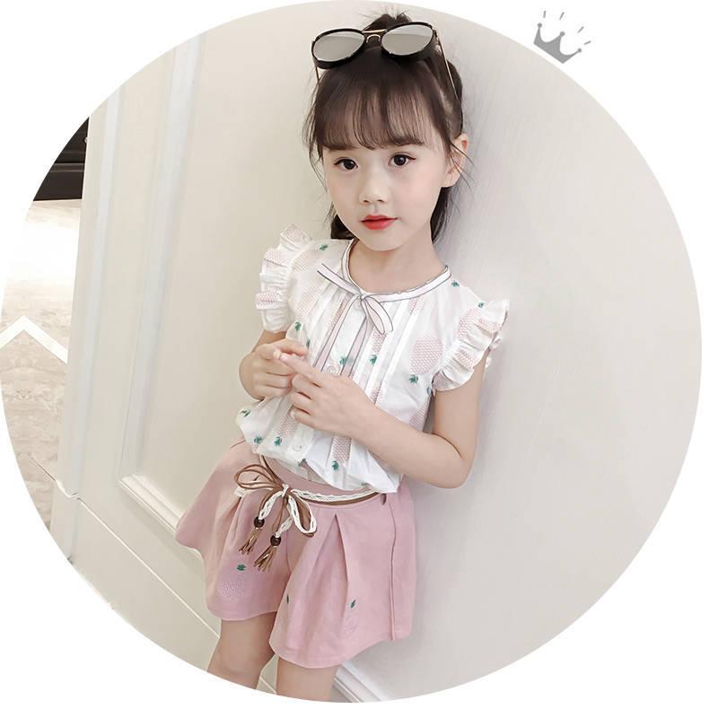 2PCS Children Clothing Set Spring Summer Girls Suits Printing Dot Sleeveless Tops + Pants Clothing Set