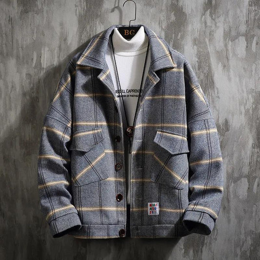 Autumn and Winter Woolen Jacket, Warm and Thick Tops, Trendy All-match Jacket for Young Men