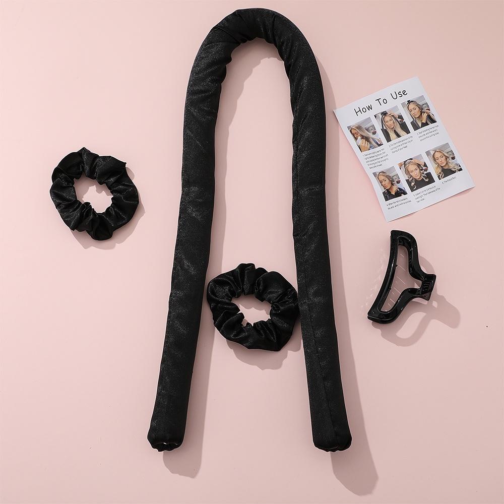 Heatless Hair Rollers Headband Curling Rod Foam Curler Silk Curling Ribbon 1 X Curling Iron + 2 X Hair Loops + 1 X Clip