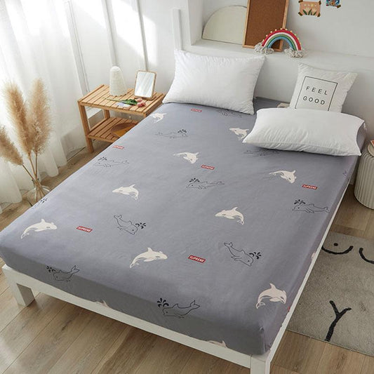 Skin-friendly Cotton Bed Cover Non-slip Fixed Mattress Cover Dust Protection Cover Bedding Cotton Bed Sheet Single Piece