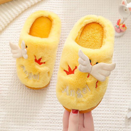 Children's Butterfly Decorative Cotton Slippers Autumn and Winter Warm Flat Shoes Indoor and Outdoor Non-slip Casual Slippers Light Soft Shoes