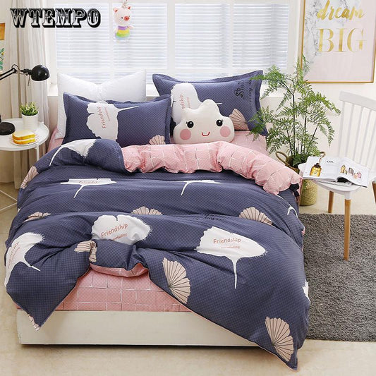 New Bedding Set Cloud Pattern Bedclothes Home Textiles Blue Bedspread Duvet Cover Set Flat Sheet