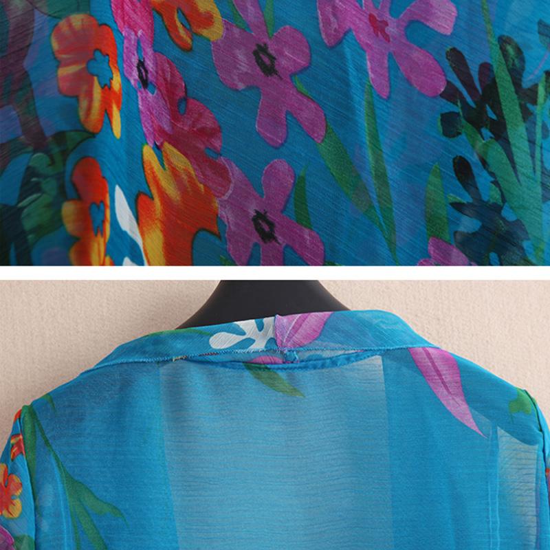 Chiffon Cardigan with Women's Summer Mid-length Thin Beach Sunscreen Shawl Jacket Ethnic Style Air-conditioning Shirt