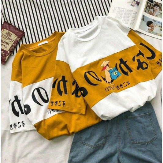 Summer Couples Short-sleeved Student T-shirts Couple Loose and Versatile Student Tops and Class Clothes