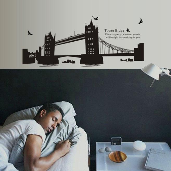 Removable decals environmentally friendly wall stickers twin bridge sofa study wallpaper
