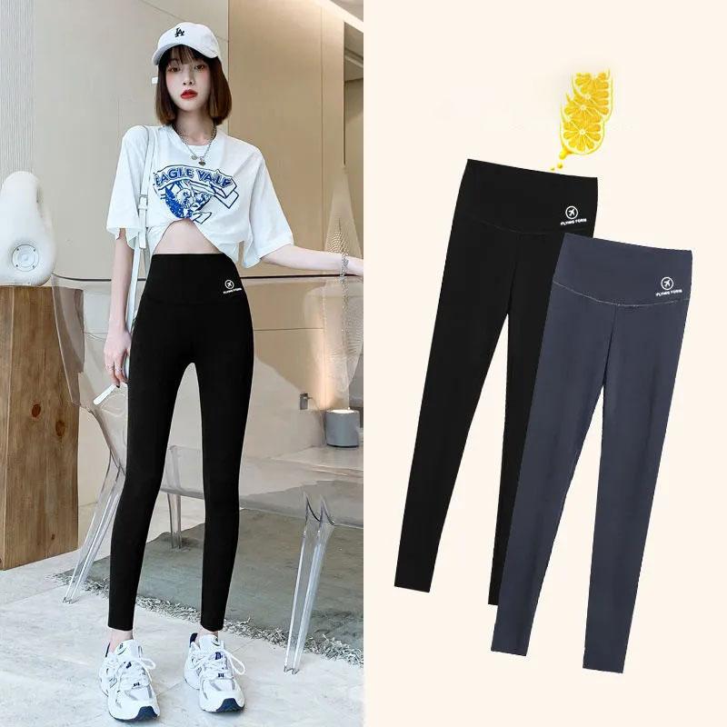 Female Flying Shark Pants Wear Black Leggings Spring and Autumn Thin Tights High Waist Slim Belly Barbie Pants