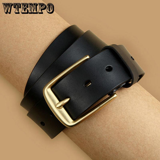 Genuine leather belts for men Copper Pin buckle First Layer belt for man Luxury waistband male