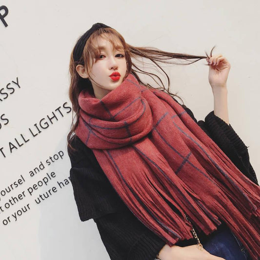 Scarf for Women Winter Fashion Solid Soft Cashmere Scarves Ladies Pashmina Shawls Wraps Female Tassel