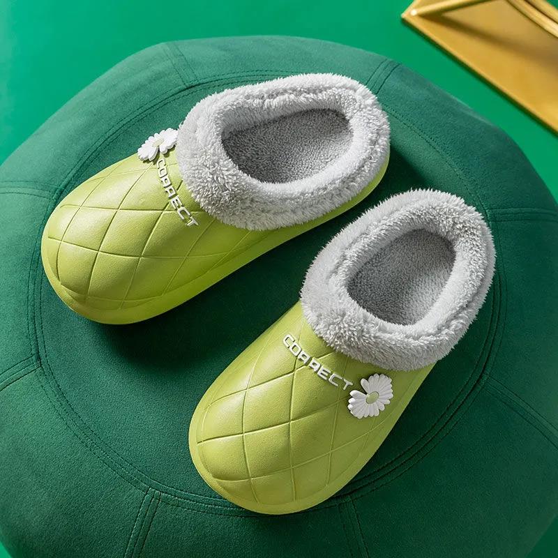 Autumn and Winter Men's and Women's Cotton Slippers Indoor Non-slip Soft-soled Shoes Warm Simple Plush Cotton Shoes