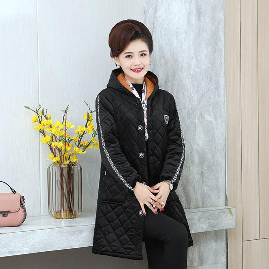Middle-aged and Elderly Cotton-padded Clothes Women's Mid-length Mothers Wear Cotton-padded Jackets for The Elderly
