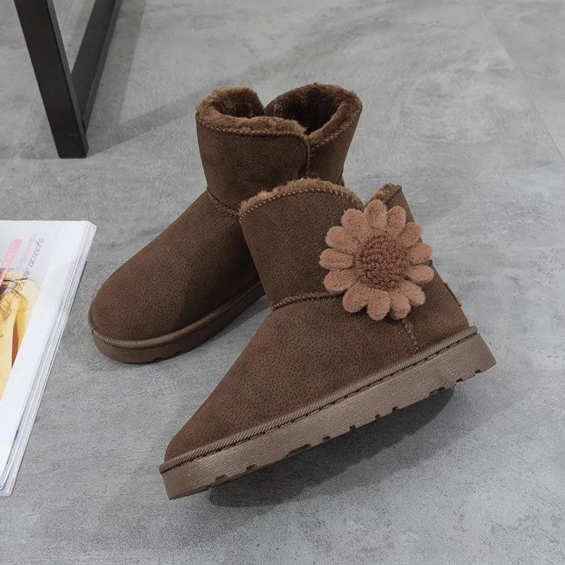 Autumn and Winter Snow Boots Women's Waterproof Cotton Boots Rubber and Velvet Warm and Non-slip Short Boots