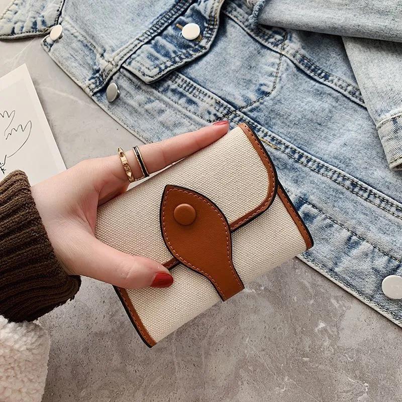 Wallets with Coin Pocket Zipper Purse Women Clutches Printing Canvas Bag Multi-Layer Portable Handbag Wristlet