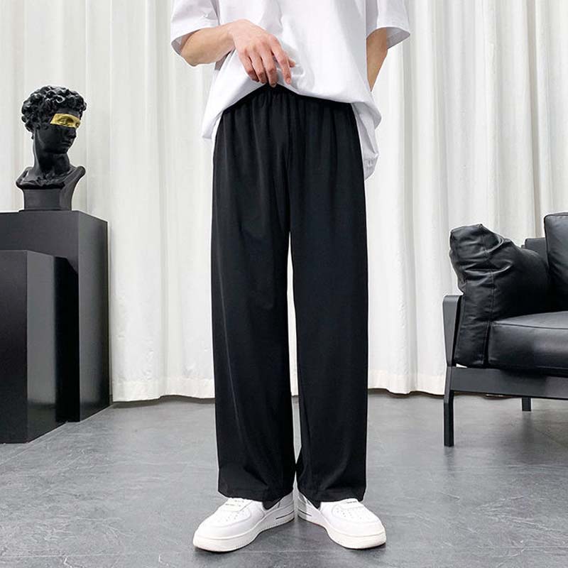 Summer Thin Drape Trousers Loose Straight Wide-leg Casual Cropped Trousers
