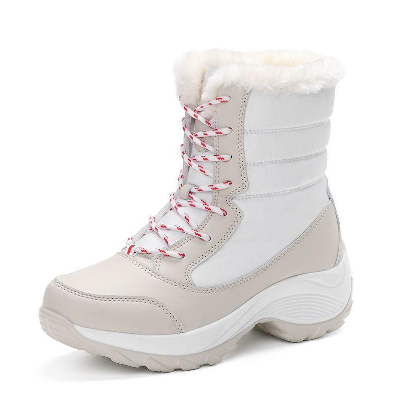 Large Size Snow Boots Women Outdoor Travel Thick High-top Cotton Shoes Women Mid-tube Boots Winter