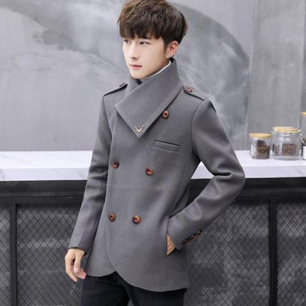 Autumn and Winter Small Windbreaker Male Korean Style Trend Personality Handsome Slim Short Coat Male Woolen Coat