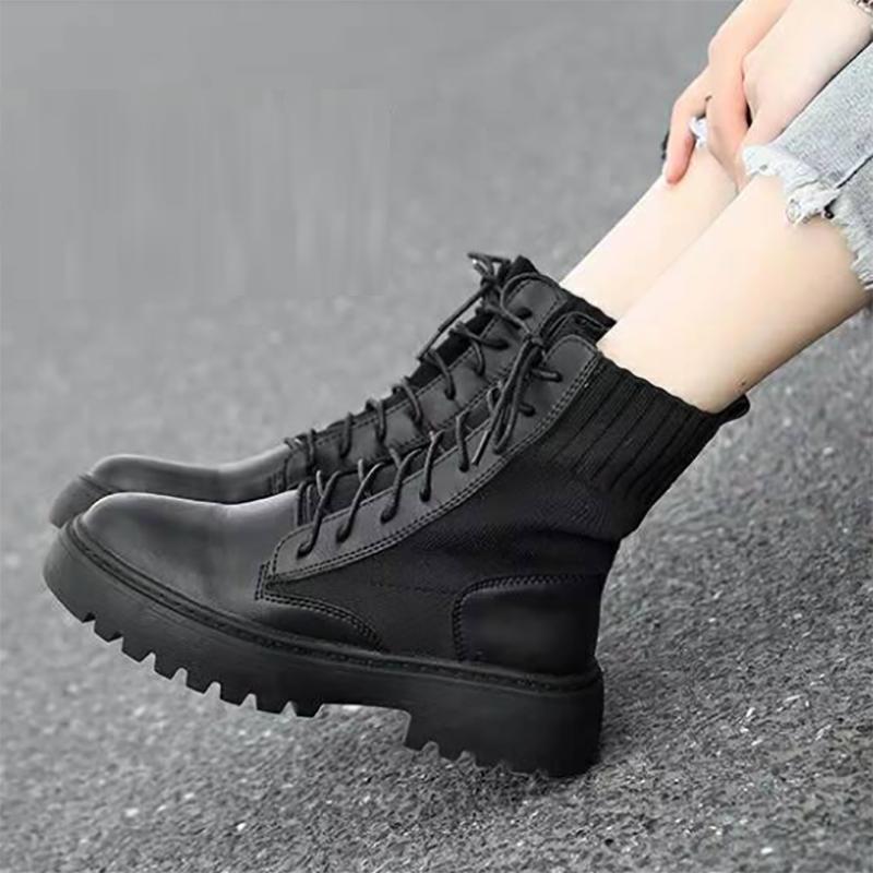 Spring and Autumn British Style Martin Boots for Female Students Korean Version of The Wild Thick-soled Front Lace-up Motorcycle Boots