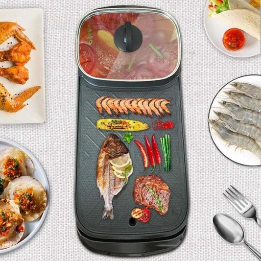 1800W Barbecue Heat Pot Machine Multi-purpose BBC Rack Fried Steak Pan Smokeless Nonstick Grill Pan for Family