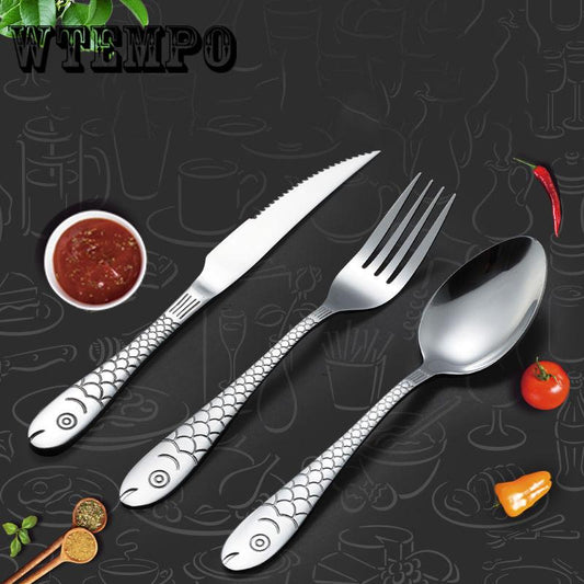 Knife 3pcs/set Stainless Steel Upscale Dinnerware Silver Cutlery Fork Spoon Teaspoon