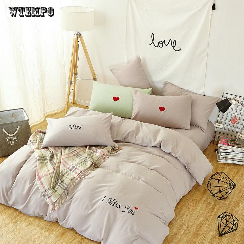 I MISS YOU Bedding Set Applique Embroidery Duvet cover set Bed Sheet Pillowcases Queen King