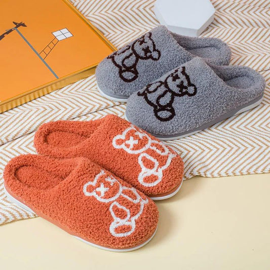 Men and Women's Autumn and Winter Cotton Slippers Cute Indoor Embroidered Non-slip Warm Couple Slippers