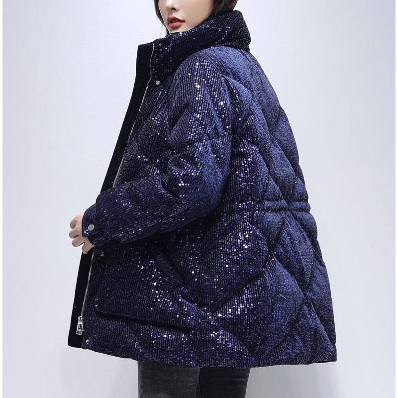 Design Niche Sequined Down Jacket Women's Mid-length Autumn and Winter Fashion Korean Style Jacket