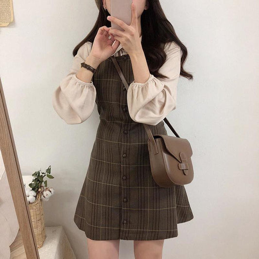 Set of 2 Y2K Fashion Dark College Clothing Knitted Vintage Women's Sweater Dresses, Women's Shirts Sleeveless Vintage Casual Tops