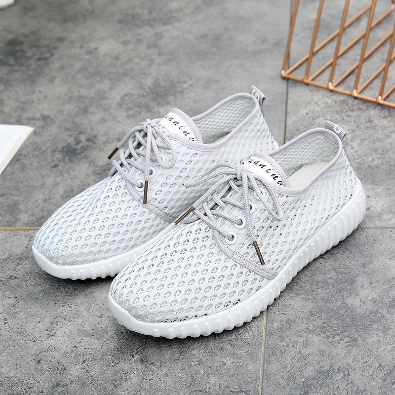 Summer Net Shoes Women's Hollow Breathable One-step Flat Bottom Pregnant Women Shoes Non-slip Breathable Fashion Sports Shoes