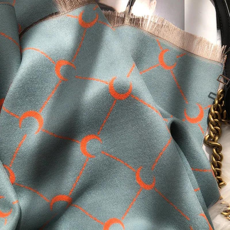 Imitation Cashmere Scarf Winter Double-sided Printing Oversized Shawl Korean Version of Wild Lengthened Thick Warm Scarf Shawl