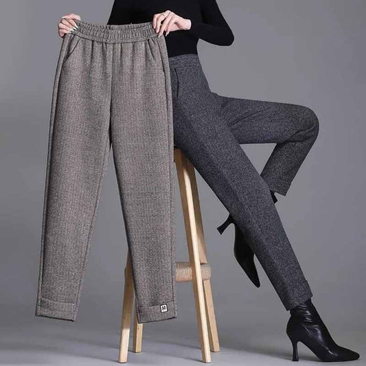 Thick Woolen Harem Pants Women's Autumn and Winter Models High Waist Loose Slimming Carrot Pants Nine Points Casual Pants