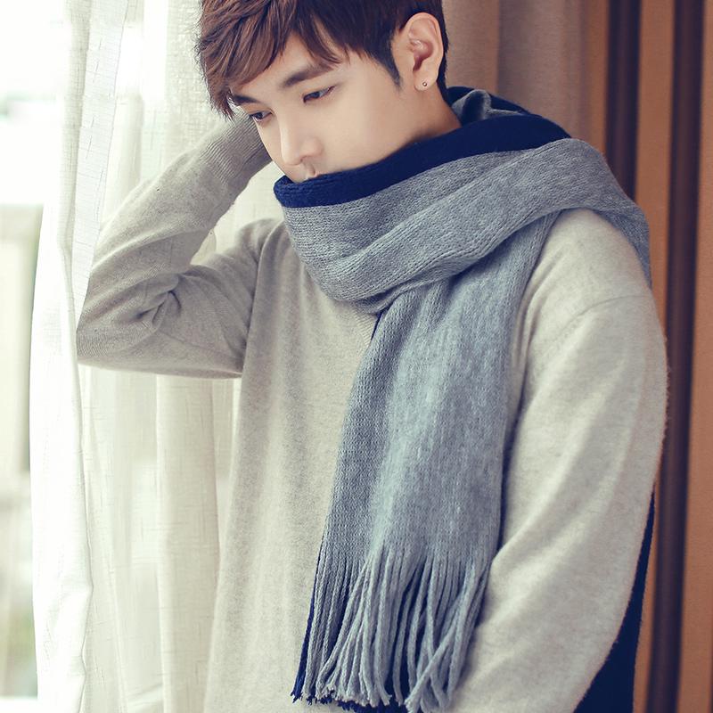 Men Fashion Scarves Men Winter Wool Knitted Cashmere Scarf Couple's Thick Warm Long Scarf